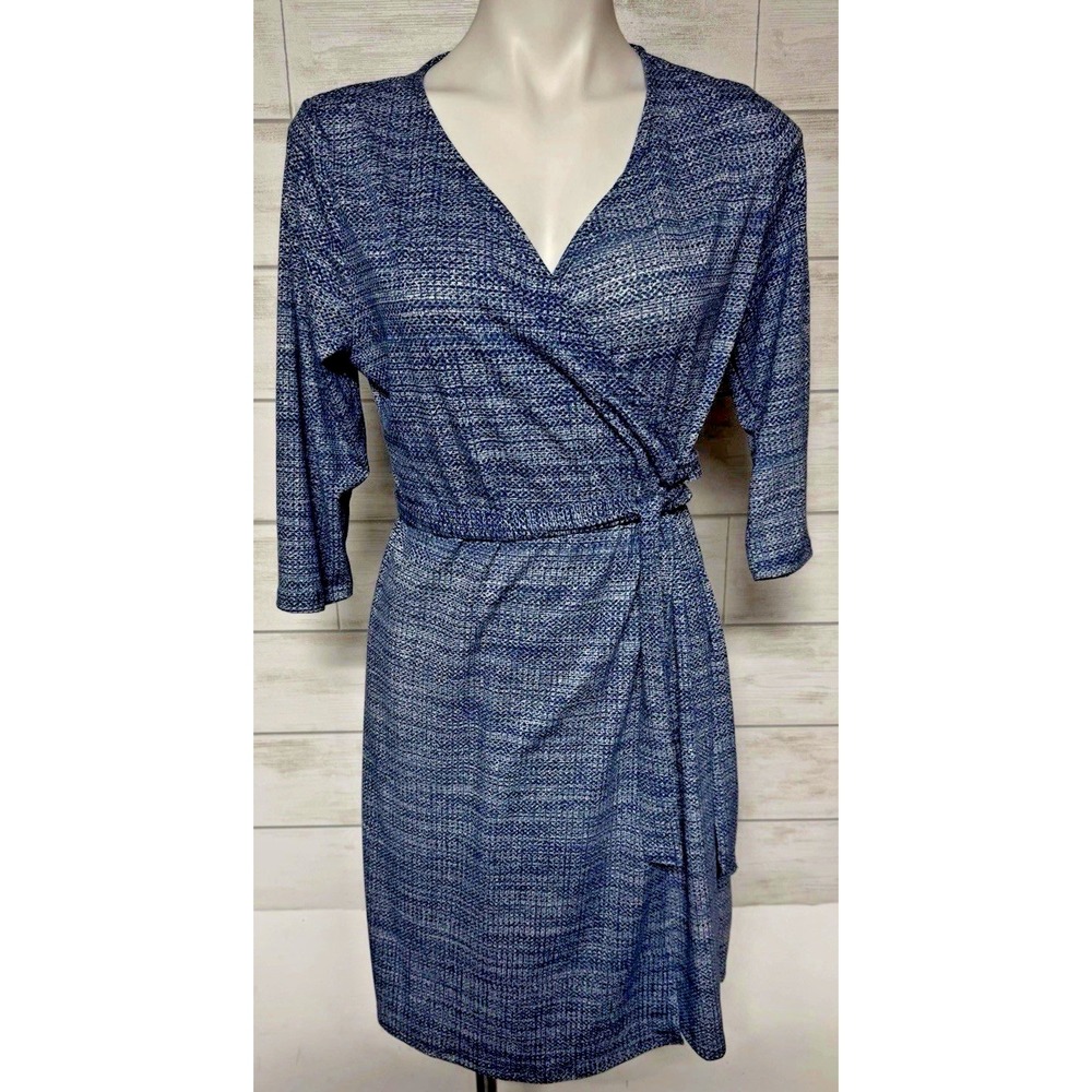 Lularoe Womens M Michelle Wrap Dress Blue and White